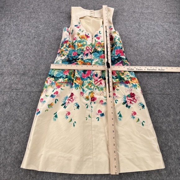 Maeve Anthropologie Dress Womens 4 Ivory Floral Sleeveless Lined Fit & Flare - Picture 5 of 12